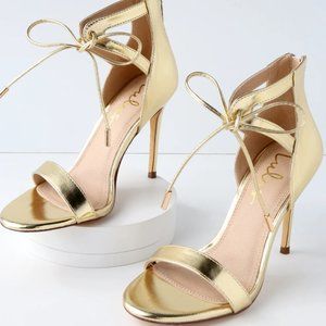 Lulu's Kate Gold Ankle Strap Heels size 8.5